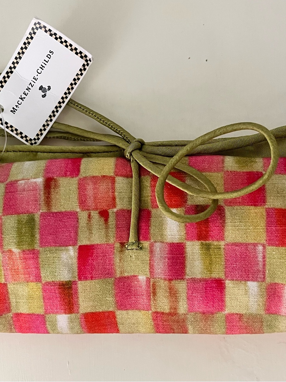 MacKenzie-Childs Pink and Green jewelry roll